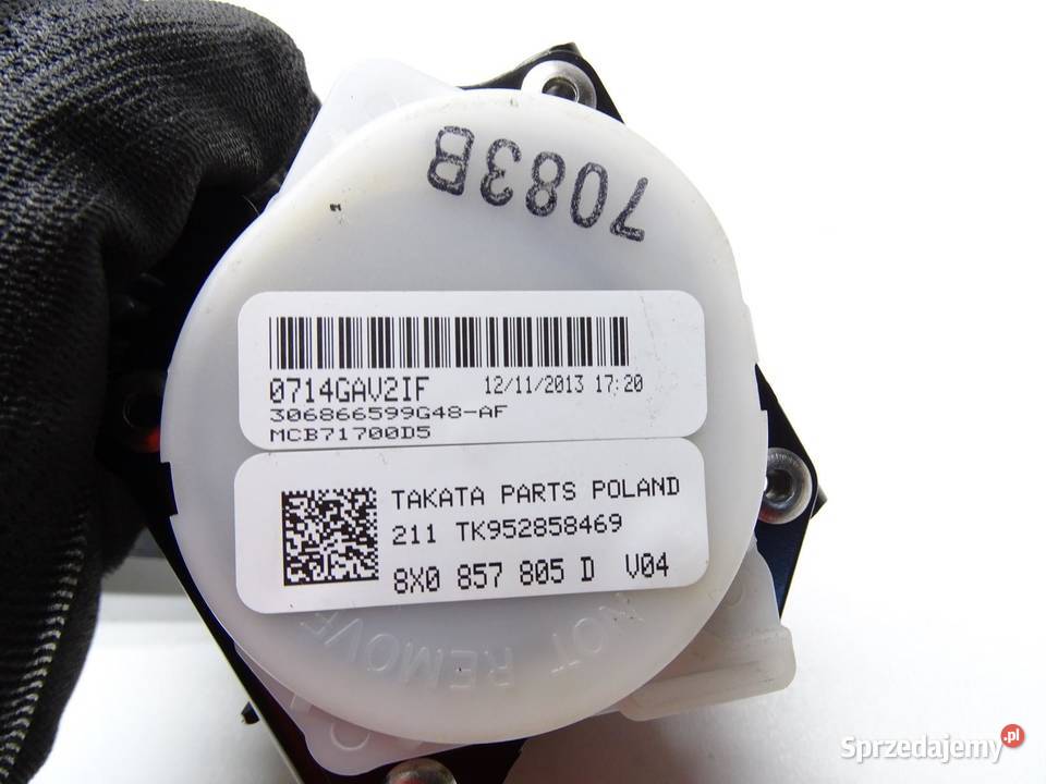 PAS BEZPIECZEŃSTWA TYŁ TYLNY 8X0857805D AUDI A1 Pasy bezpieczeństwa sprzedam