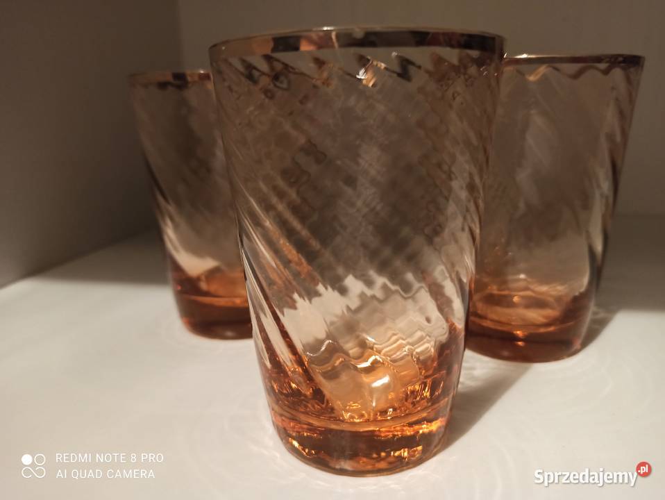 Szklanki łososiowe PRL Warpechy Stare