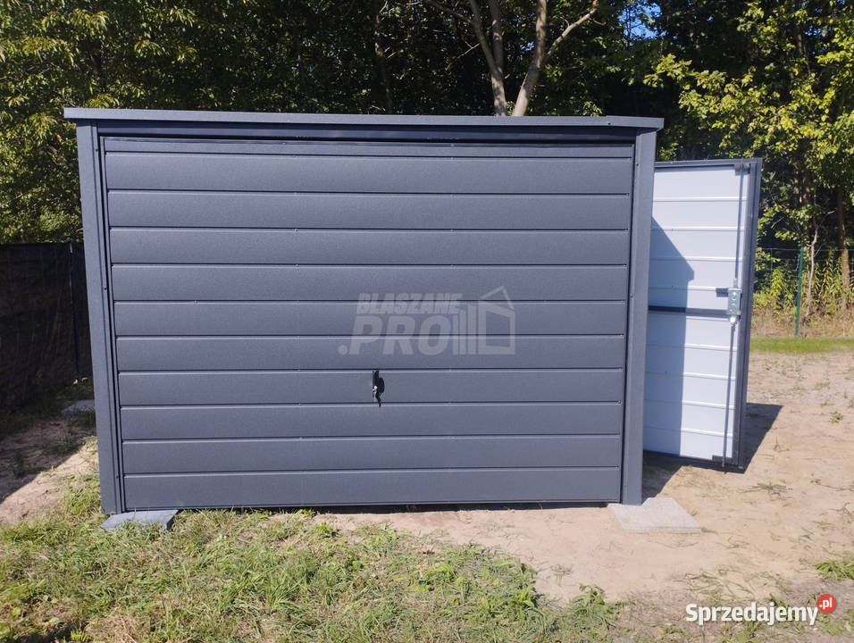 Garaz blaszany 3x5 Brama drzwi Antracyt Spad w
