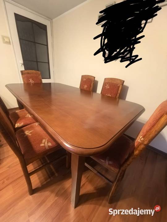 Stół rozkładany 6 krzeseł 90cm Miłosław sprzedam