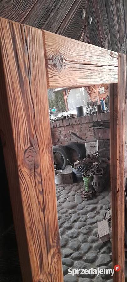 Duże lustro z ramą ze starego drewna Kamieńczyk sprzedam