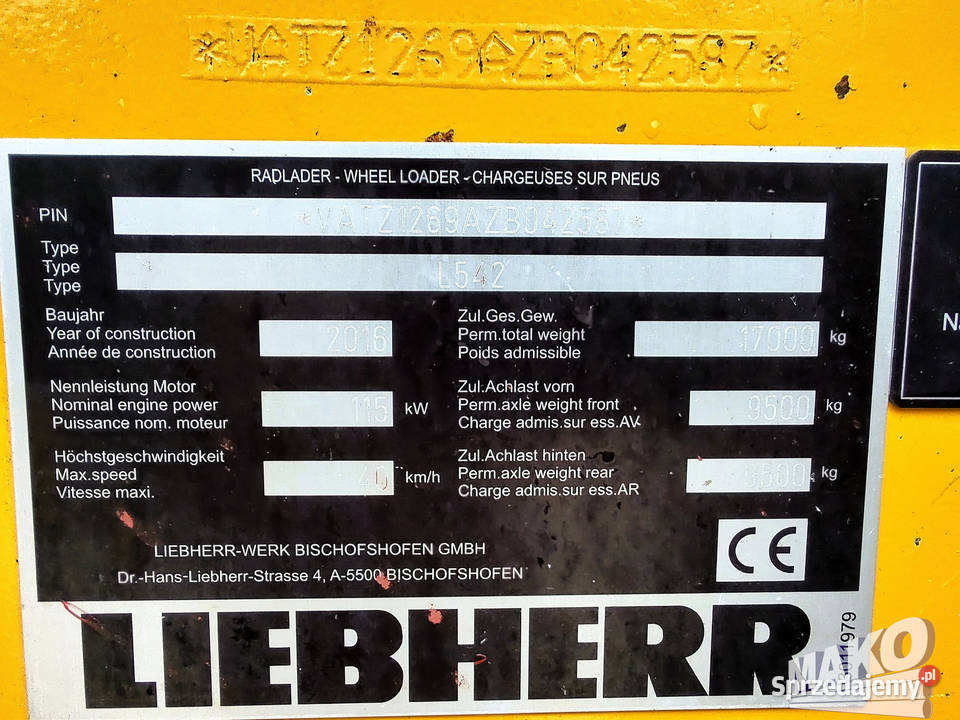 Liebherr L542 L 542 Łyżka wysokiego wysypu Opony świętokrzyskie Ostrowiec Świętokrzyski