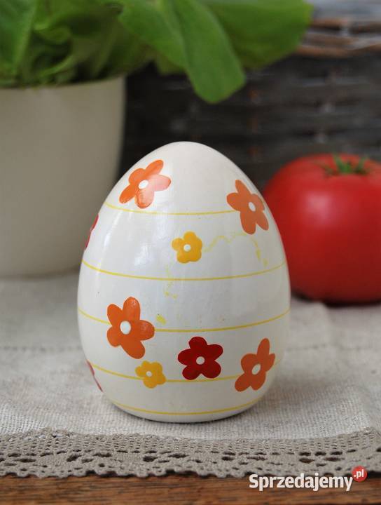 Jajko pisanka w kwiaty figurka ceramika lubelskie Lublin