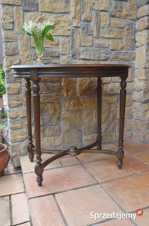 Stolik stylowy brązowy dębowy stary 74cm Kalisz