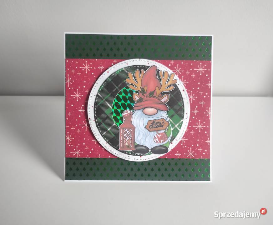 Kartka świąteczna ręcznie robiona na Boże Łódź