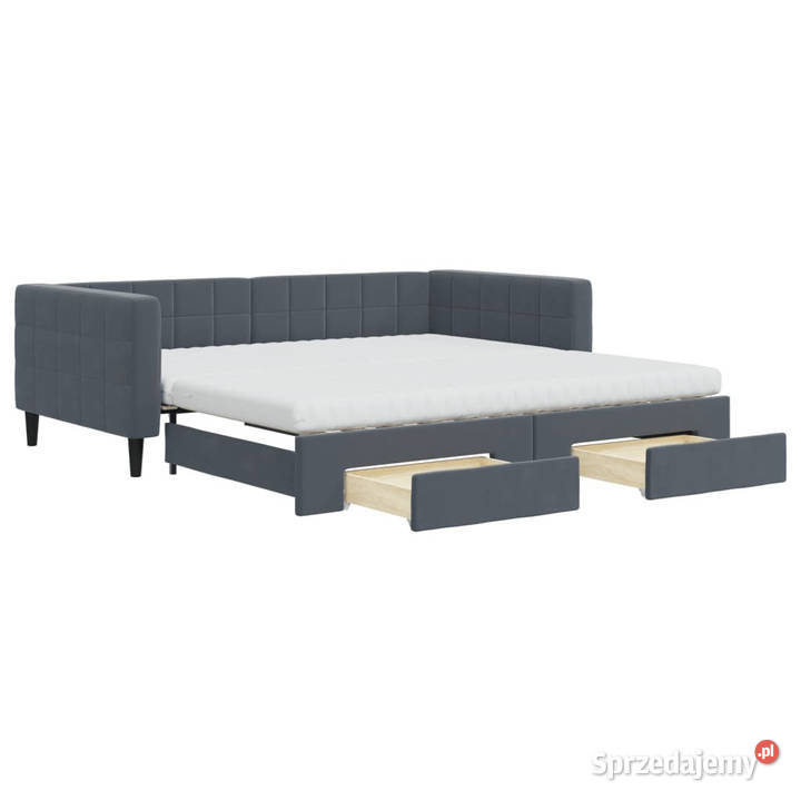Sofa rozsuwana z szufladami ciemnoszara aksamit Warszawa