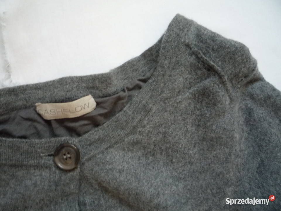 Cashflow 36S Szary dłuższy kardigan 2 warstwy Moda i Styl