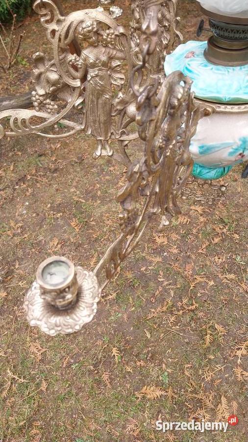 wisząca lampa naftowa majolika Lublin