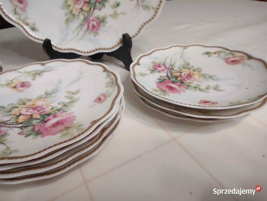 Serwis do ciasta Limoges Francja Porcelana i szkło