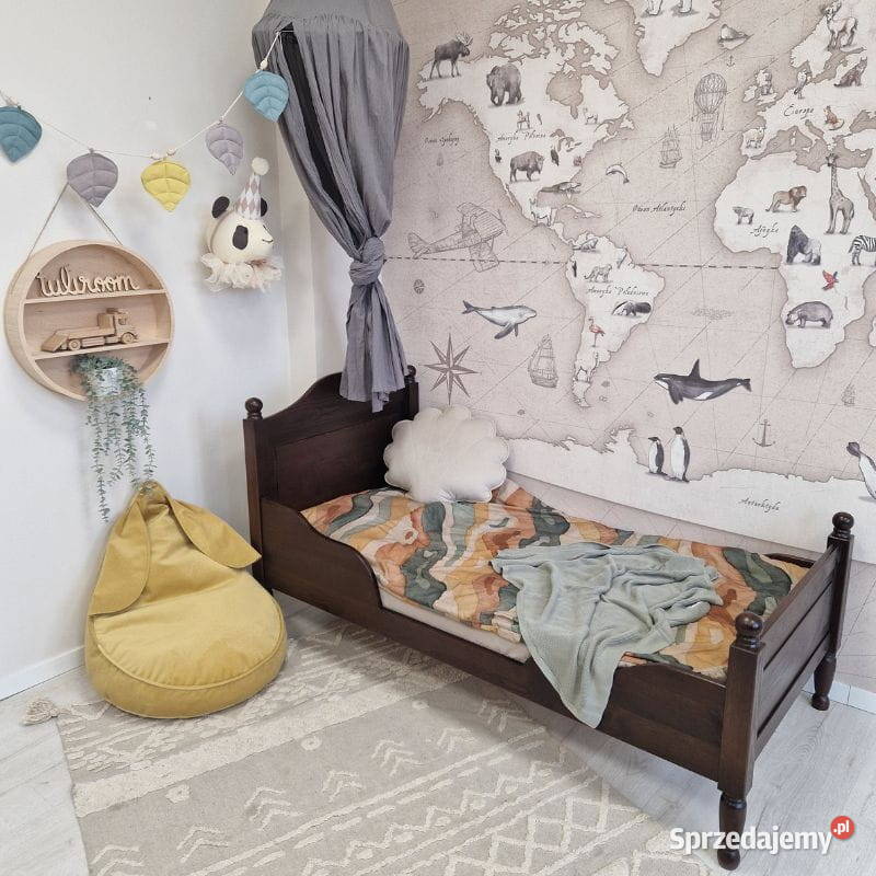 Łóżko drewniane stylowe boho OLLMEBEL Kraków