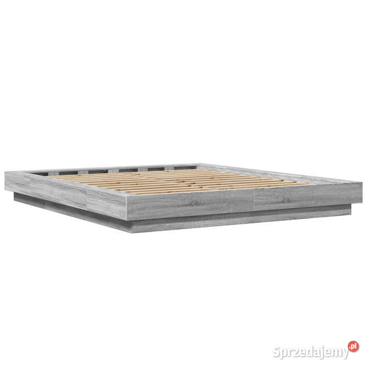 Rama łóżka z LED szary dąb sonoma 150x200