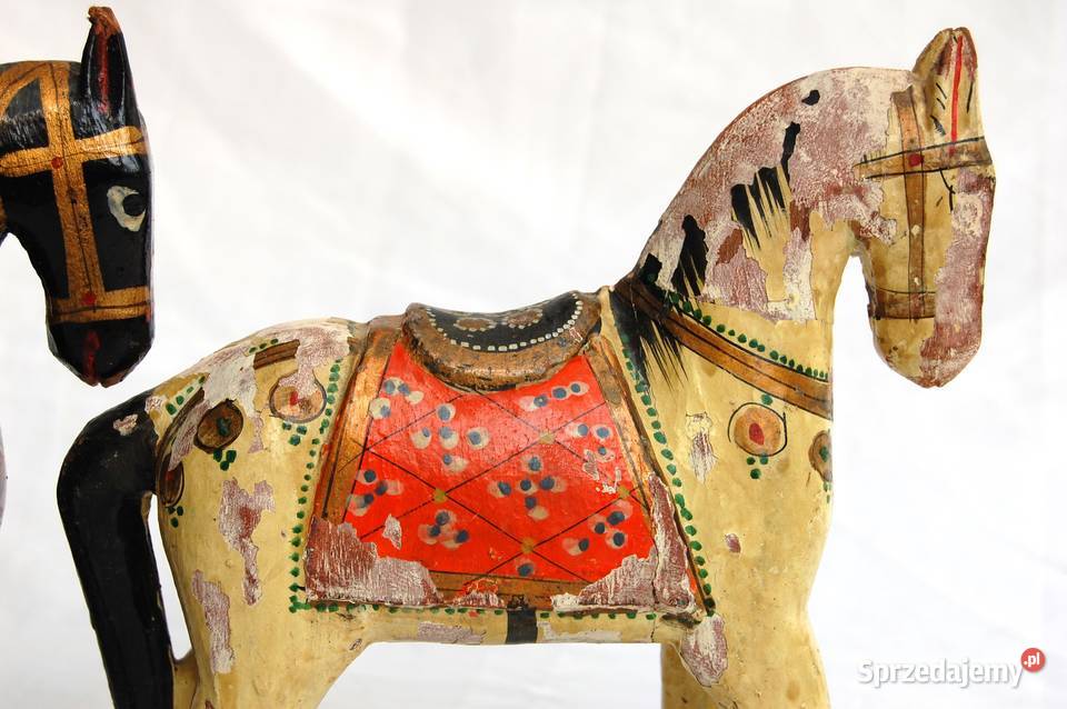 Koń indyjski rzeźba drewniana malowana indyjska Lublin