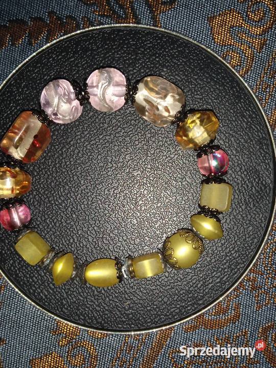 BRANSOLETKA Z CYTRYNIANÓW I SZKLANYCH ZDOBIONYCH wielkopolskie Piła