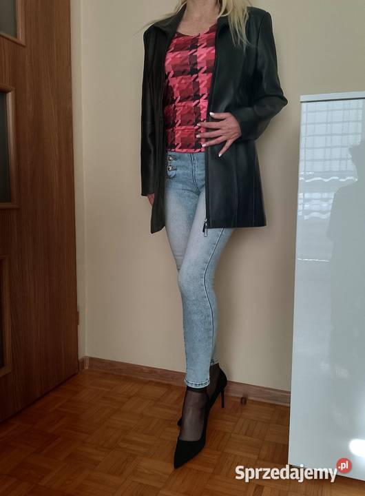 STYLOWA kurtka płaszczyk damski eko skóra czarny Łapy