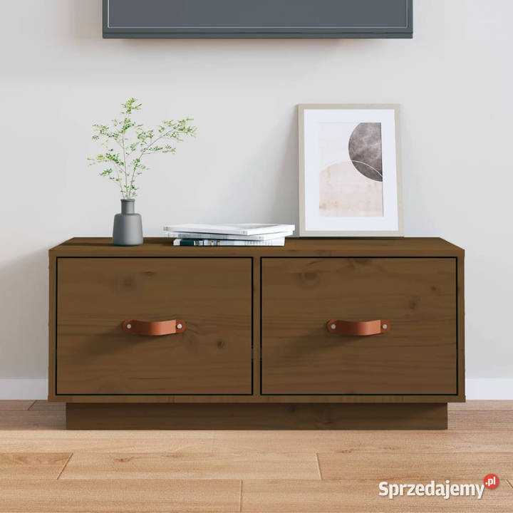 Szafka pod telewizor miodowy brąz 80x34x35