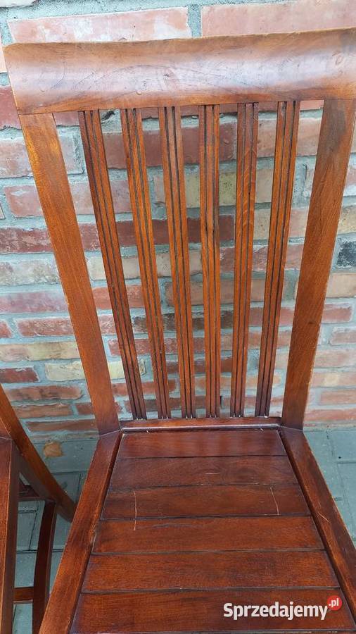 Krzesła tekowe drewniane 2 kolonialne twarde 104cm Gawroniec