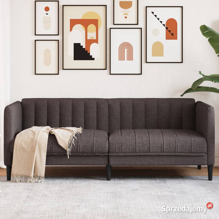 Sofa 2osobowa ciemnobrązowa tapicerowana tkaniną Warszawa