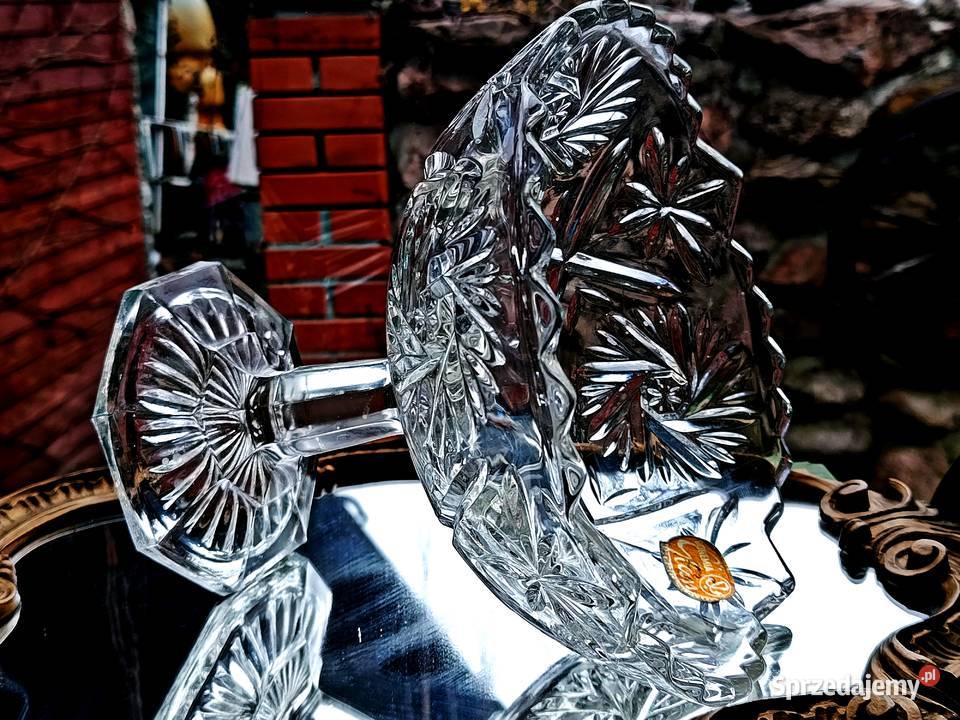 Piękna patera owocarka kryształowa na stopie lubuskie Klenica