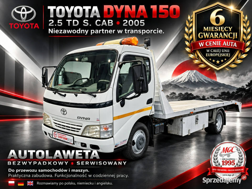 Toyota Dyna Toyota Dyna 150 25 TD LAWETA biały śląskie