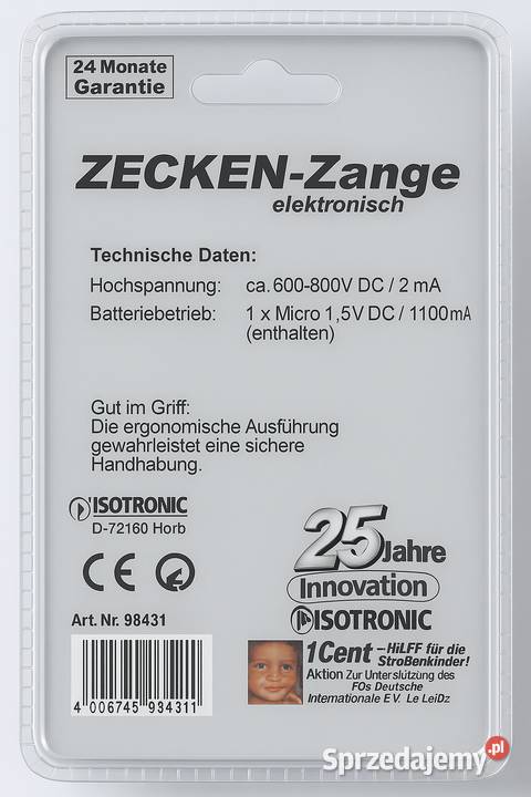 Elektryczne urządzenie do usuwania kleszczy Mszanowo