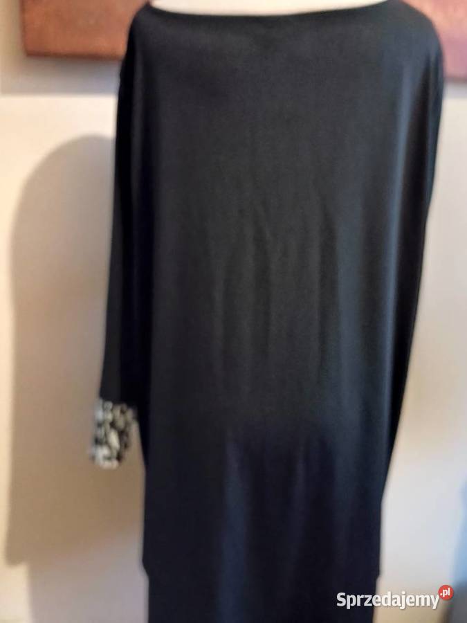 czarna elegancka tunik bluzka 54 34 3/4 Stalowa Wola