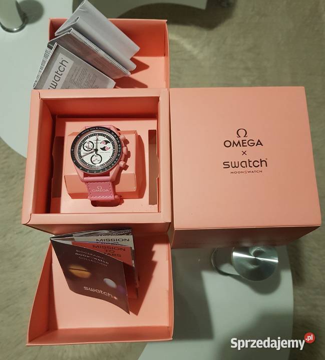 Zegarek nareczny Omega mission to the moon PINK Milicz