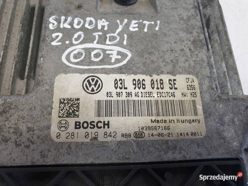 STEROWNIK SILNIKA Skoda Yeti 20 TDI 03L906018SE Chełm sprzedam