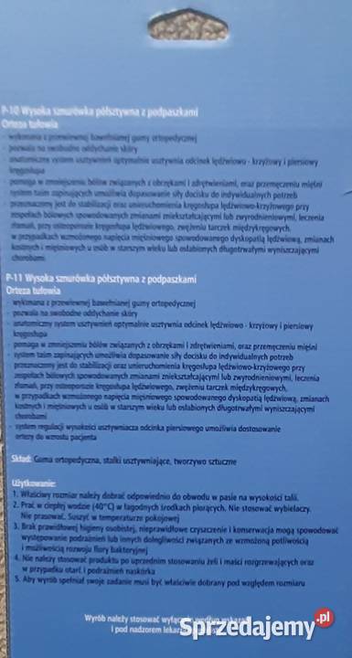 Wysoka sznurówka półsztywna z podpaszkami orteza sprzedam