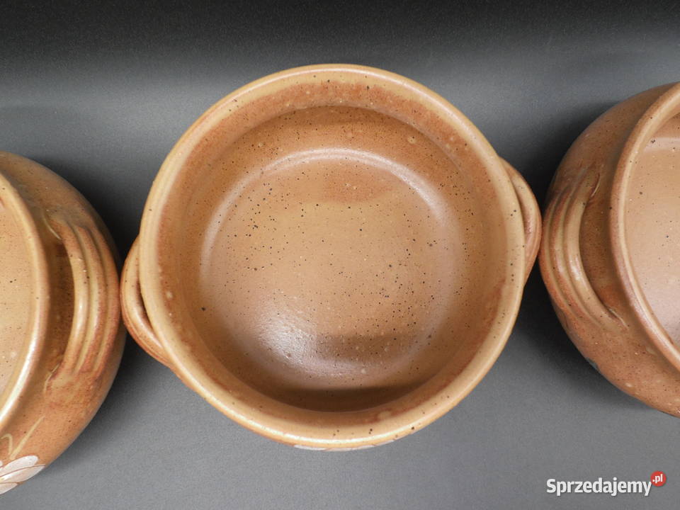 Zestaw 3 Ceramicznych Bulionówek Motyw Stokrotek wielkopolskie Raszków