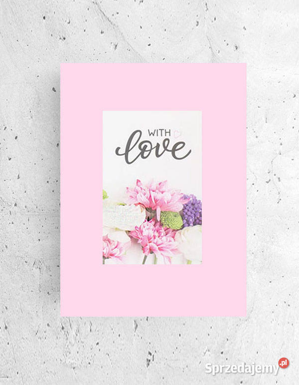 mały plakat love rózowy obrazek A4 boho plakat Bydgoszcz
