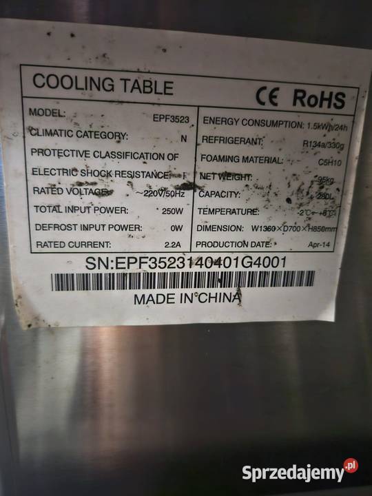 Stół chłodniczy ze stali nierdzewnej EPF3523 z śląskie Pszczyna