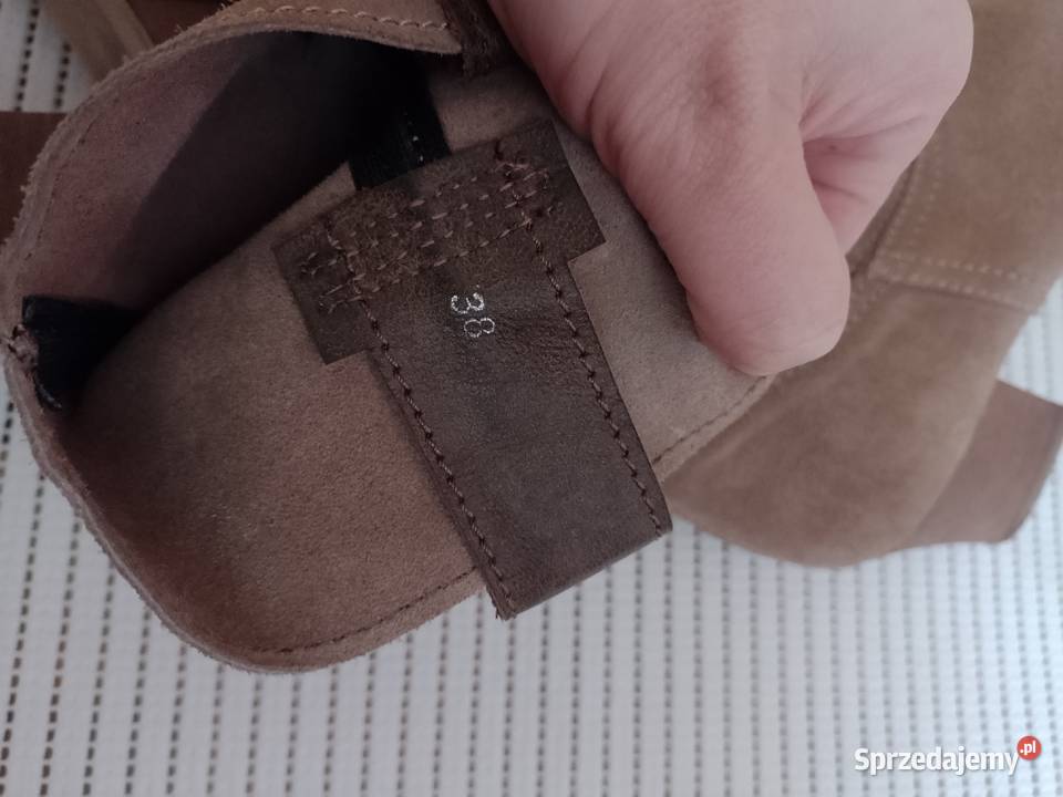 38 Real Leather Brązowe skórzane kozaki kowbojki Kraków