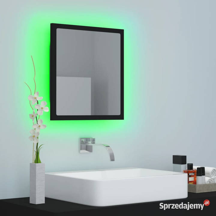 Lustro łazienkowe LED czarne 40x85x37 akryl