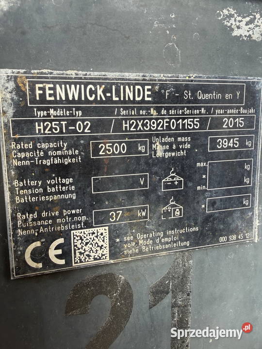 wózek widłowy LINDE H25T02 LPG 2500 400m przesuw Działoszyn