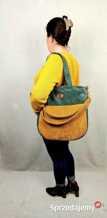 Ręcznie szyta torba handmade zielonomusztardowa dolnośląskie sprzedam