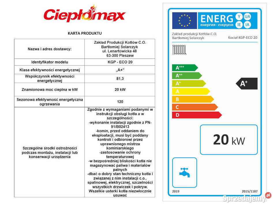 Kocioł kotły piec NKGP 25kW z podajnikiem na Kotły i Piece CO Pleszew sprzedam
