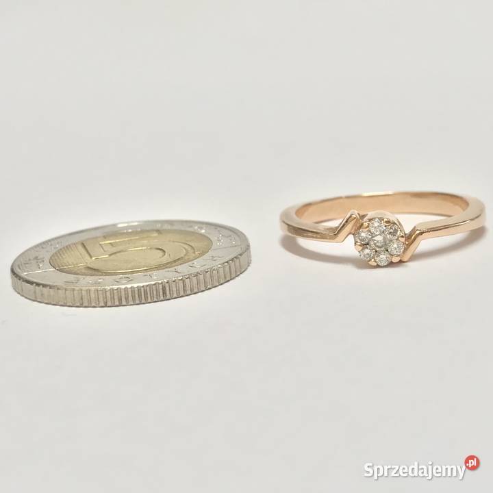 Złoty pierścionek 14K różowe złoto 585 diamenty mazowieckie Warszawa
