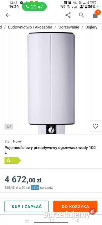 Pojemnościowy przepływowy podgrzewacz wody Wyrazów
