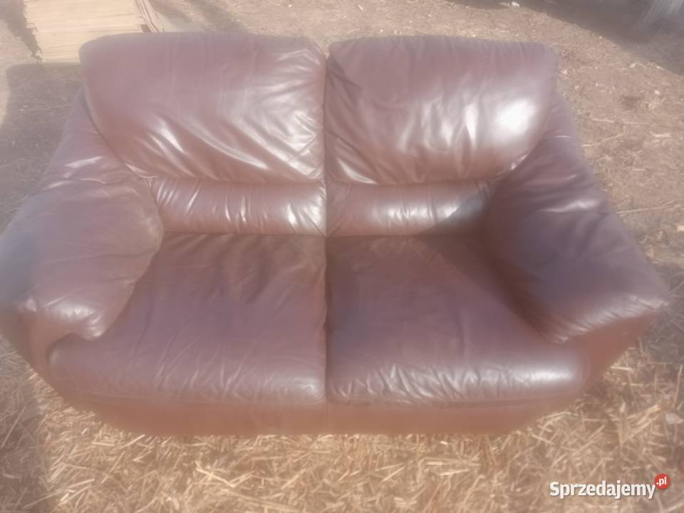 Sofa brązowa skórzana biała kremowa Sofy i kanapy