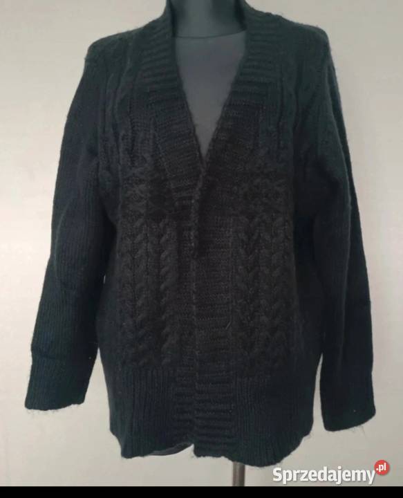 Kardigan Sweter czarny dziergany jesień zima 2YK Swetry i golfy podkarpackie Krosno