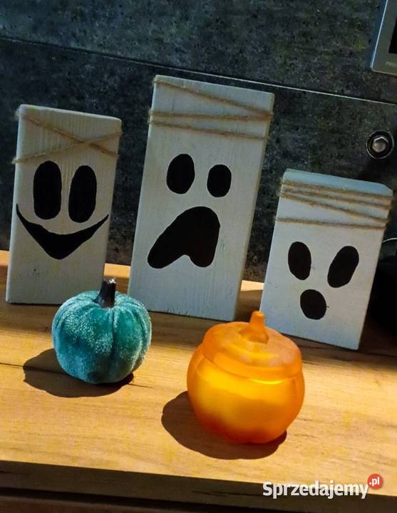 Halloween Zestaw trzech duszków Handmade Ozdoba śląskie Zabrze