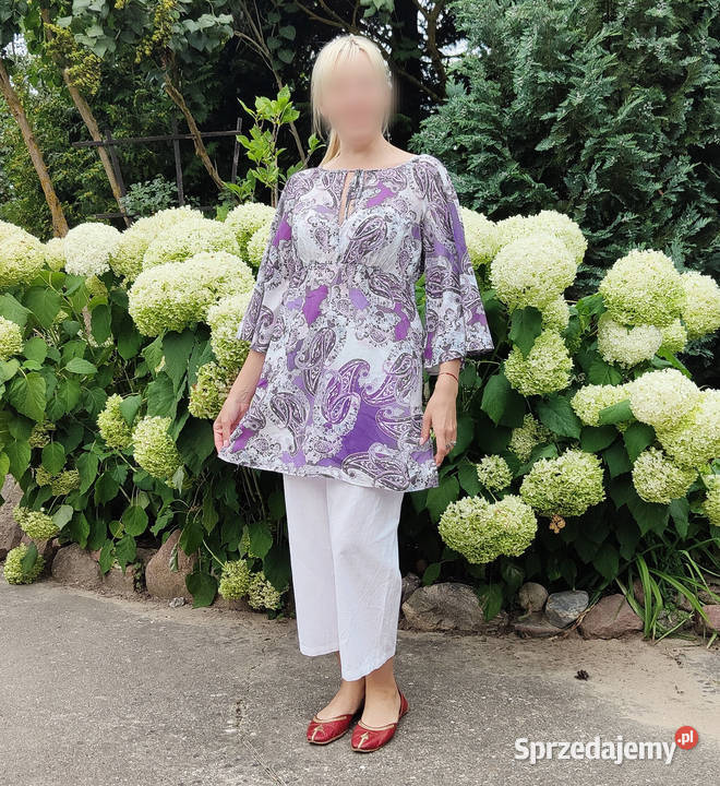 Boho tunika Benetton S 36 bawełna hippie bluzka 3/4 Szczecin sprzedam