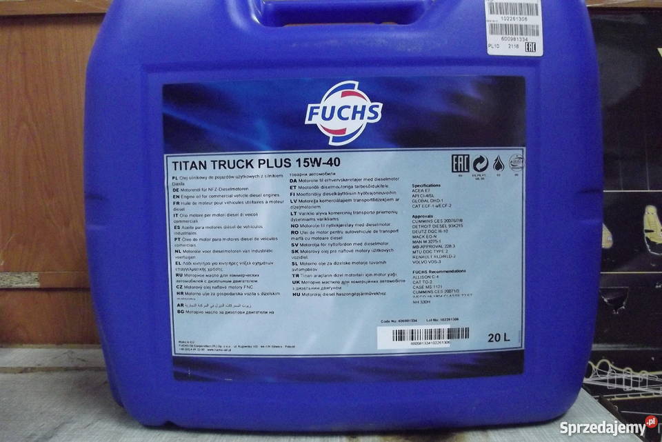 Olej silnikowy FUCHS TITAN TRUCK PLUS 15W40 20L Części do maszyn budowlanych Parczew
