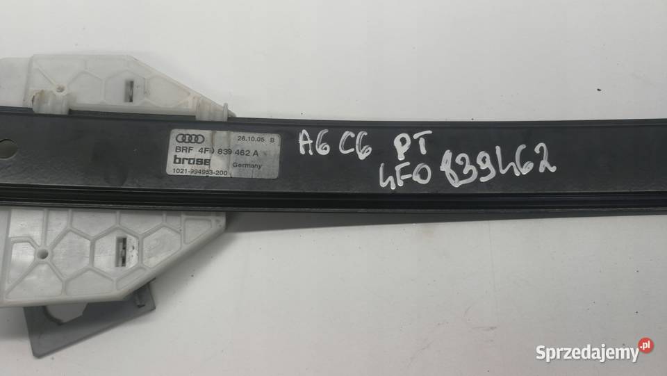 MECHANIZM SZYBY PRAWY TYŁ AUDI A6 C6 4F0839462 A Przystajń