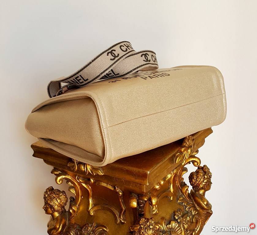 ZŁOTA SZOPERKA CHANEL TOREBKA CC ZŁOCONA SHOPPER Torby i torebki
