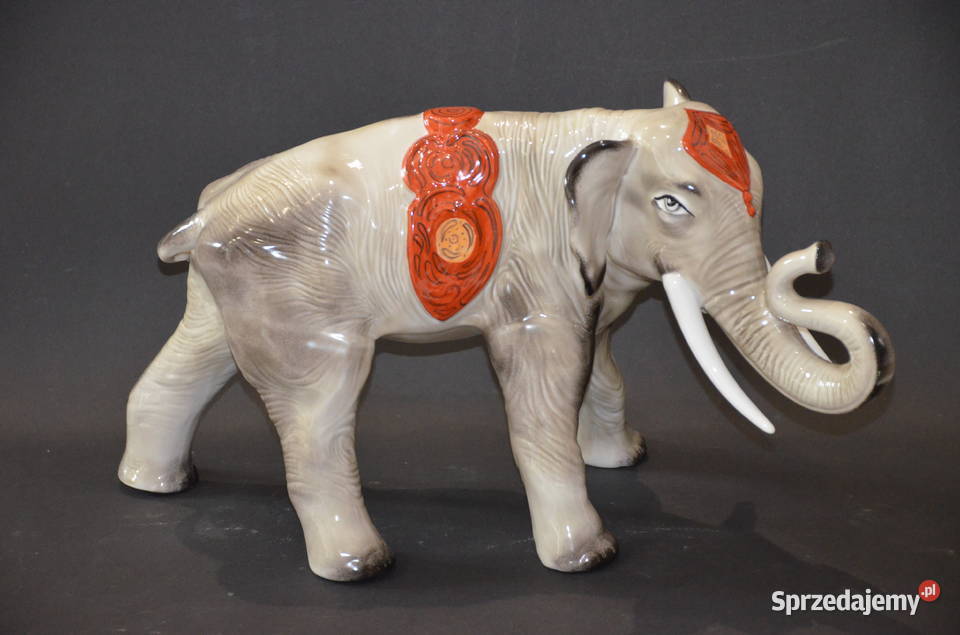Porcelana Figurka Słoń duży glazurowany region Środa Wielkopolska sprzedam
