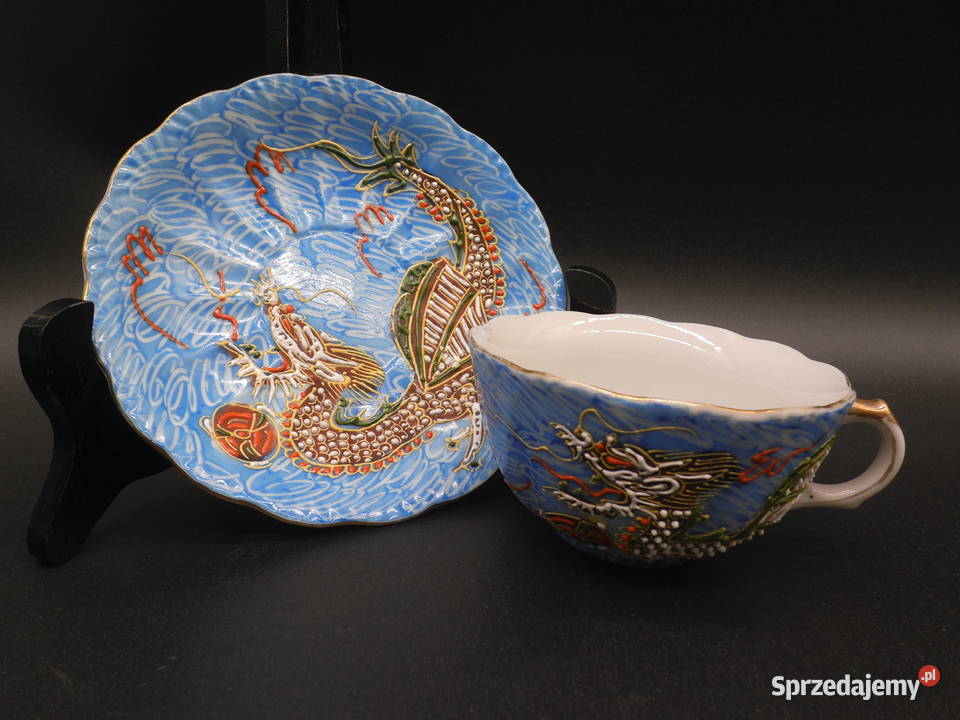 Japońska filiżanka ze spodkiem dragonware Raszków