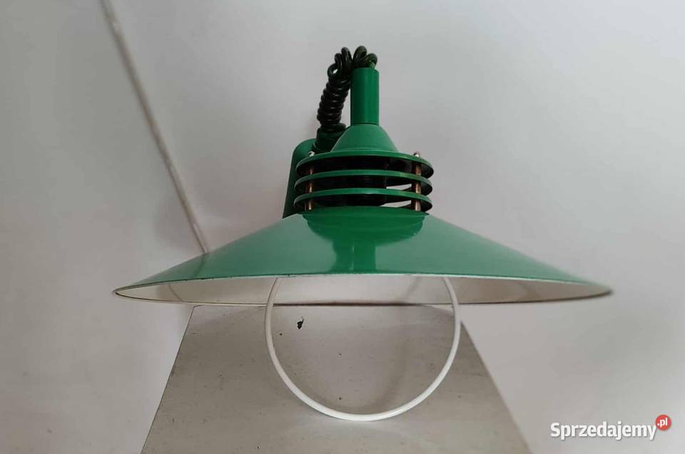 Lampa wisząca zielona metalowa loft PRL Lampy wiszące sprzedam