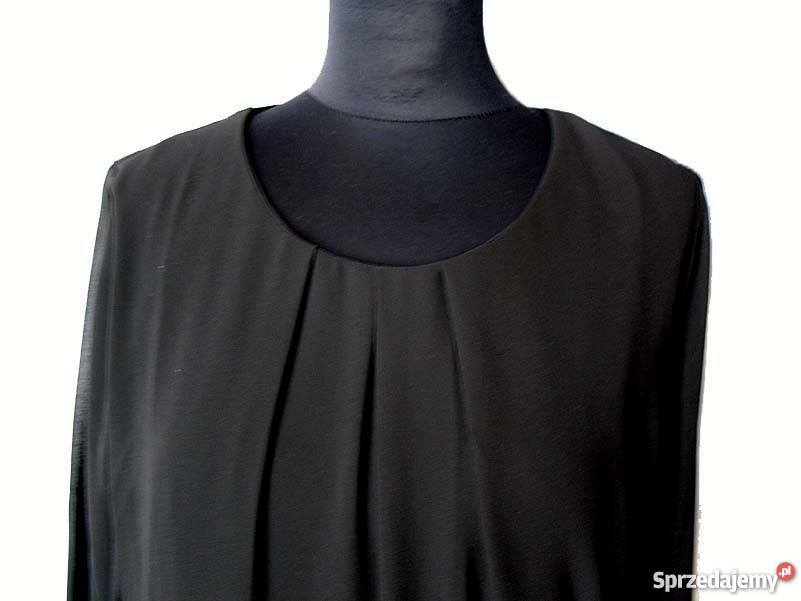 CZARNA MODNA SUKIENKA SZYFON SUKNIA 42 XL Siedlce