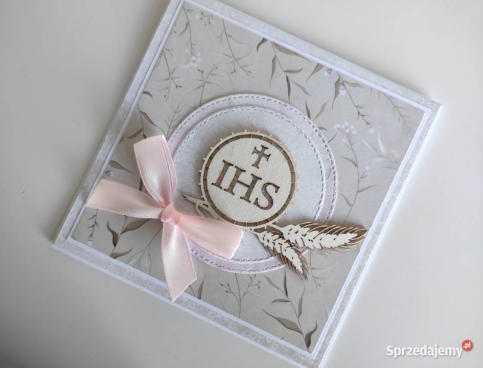Kartka ręcznie robiona Pierwsza Komunia Święta łódzkie